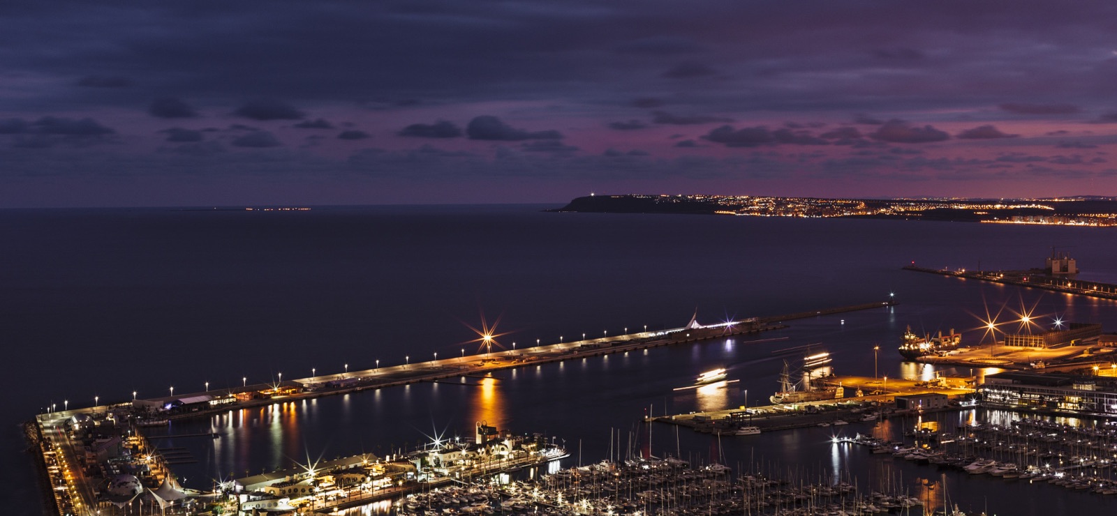 Alicante harbour at night