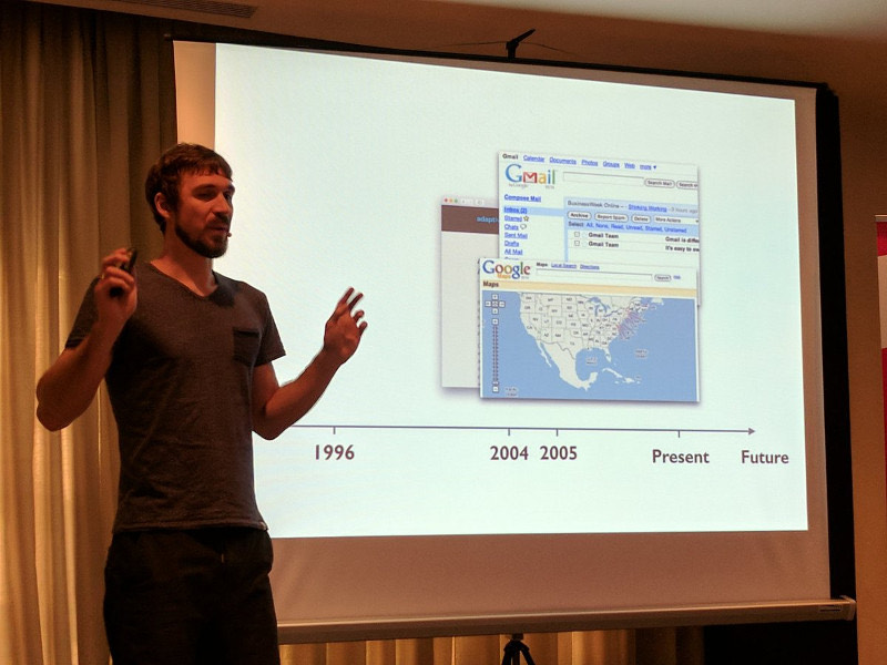 A speaker on stage in 2017